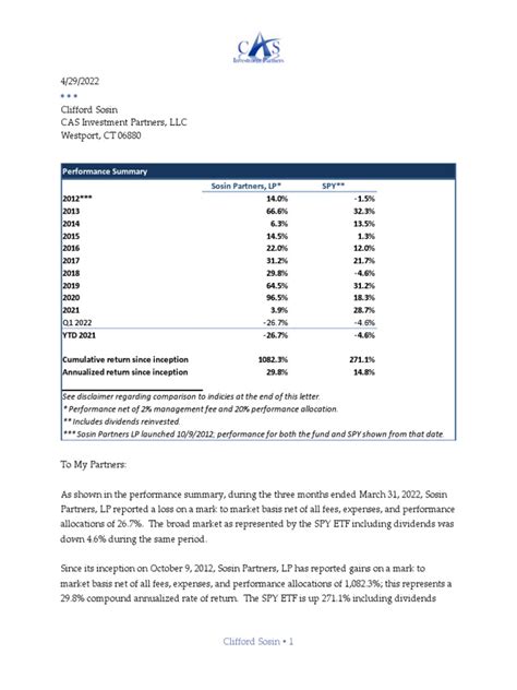 Third Point Q3 2019 <b>Letter</b>. . Cas investment partners letters